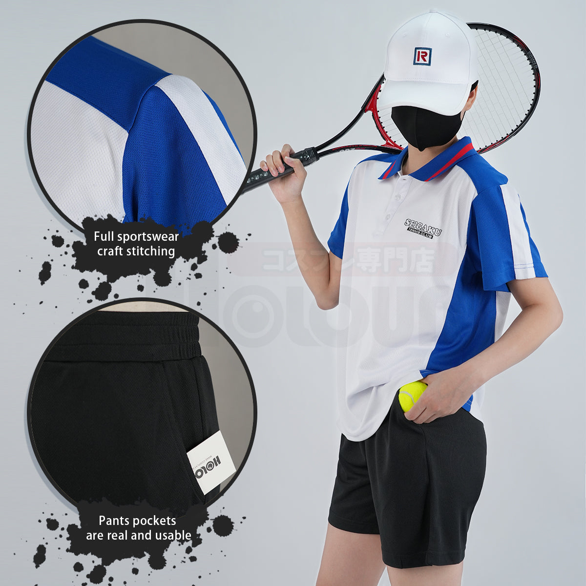 HOLOUN Tennis Anime Ryoma Echizen Tezuka Cosplay Costume Embroidery Jerseys Seigaku Tennis Club Tracksuit Hat