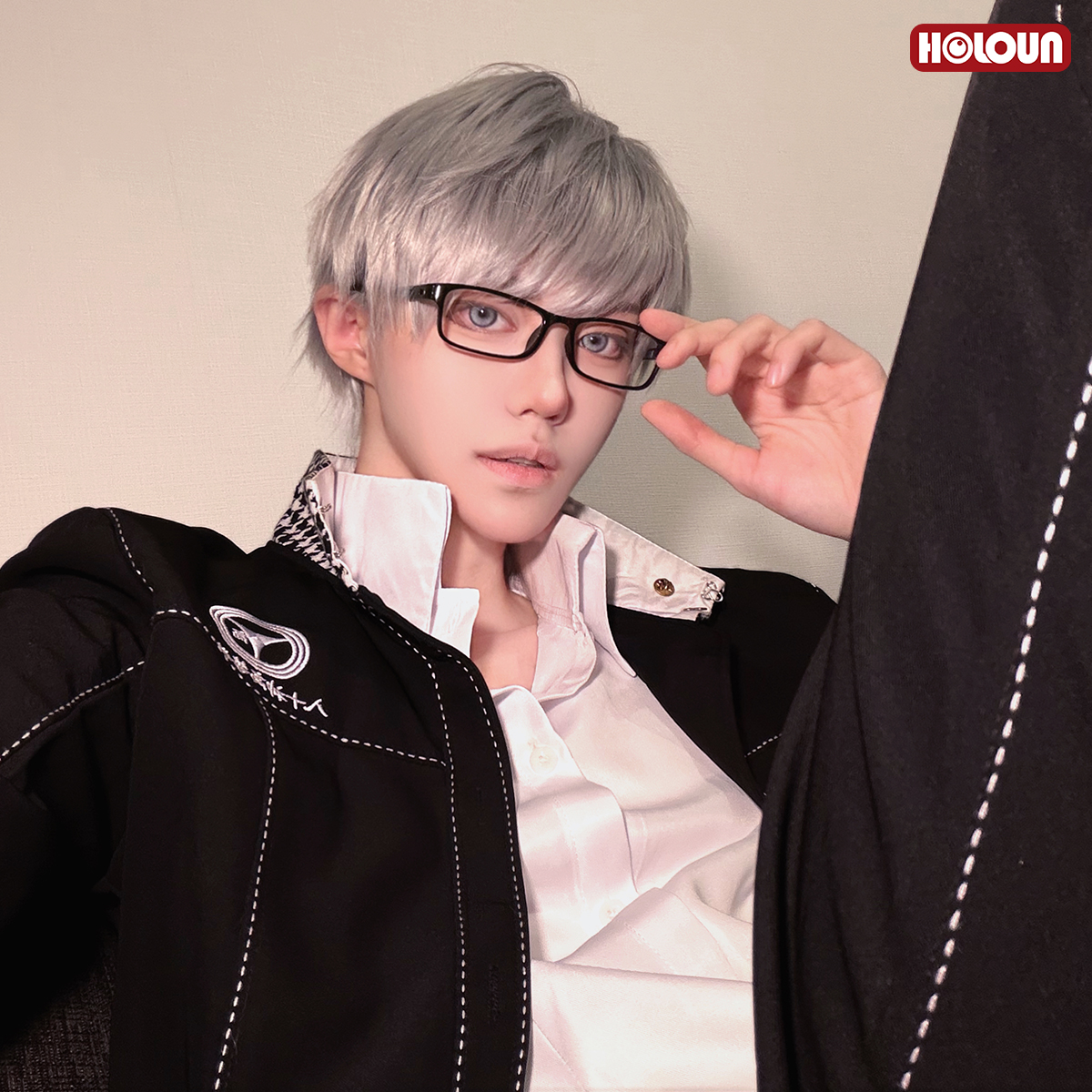 HOLOUN P4 Game Yu Narukami Cosplay Costume Wig School Uniform Embroidery Plaid Collar Suit Pants White Shirt Daily Wear Halloween
