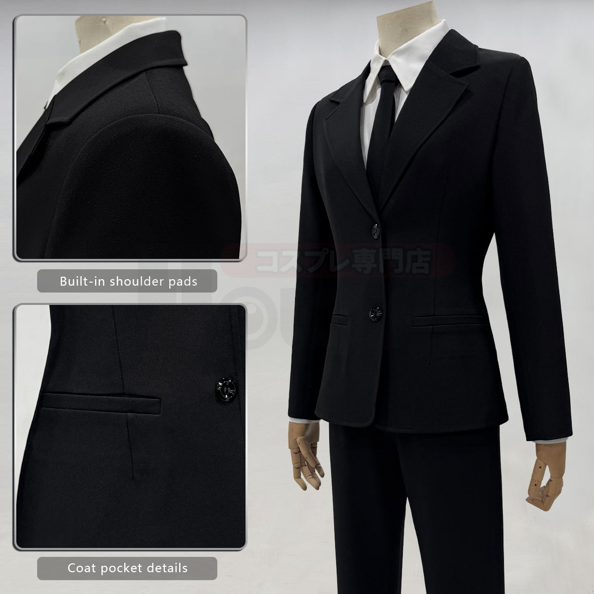 HOLOUN Chainsaw Anime Denj Aki Cosplay Costume Wig Halloween Christmas Convention Black Suit Shirt Pant Tie Daily