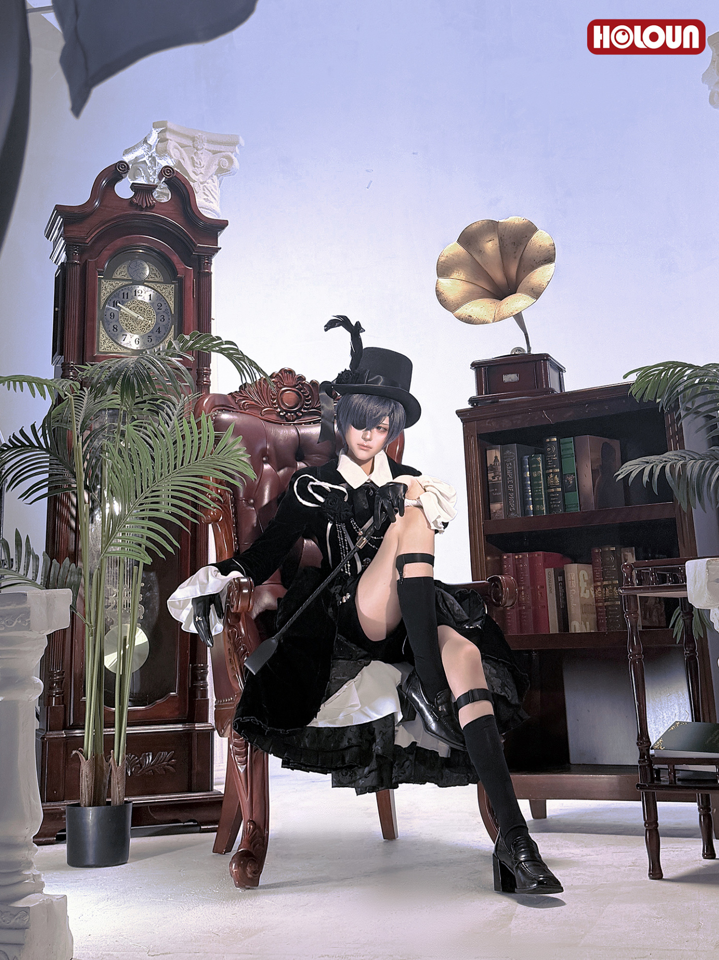 HOLOUN Anime Bocchan Ciel Phantomhive Cosplay Costume Gothic Ouji Double-breasted Tailcoat Jacket Convention Halloween Christmas