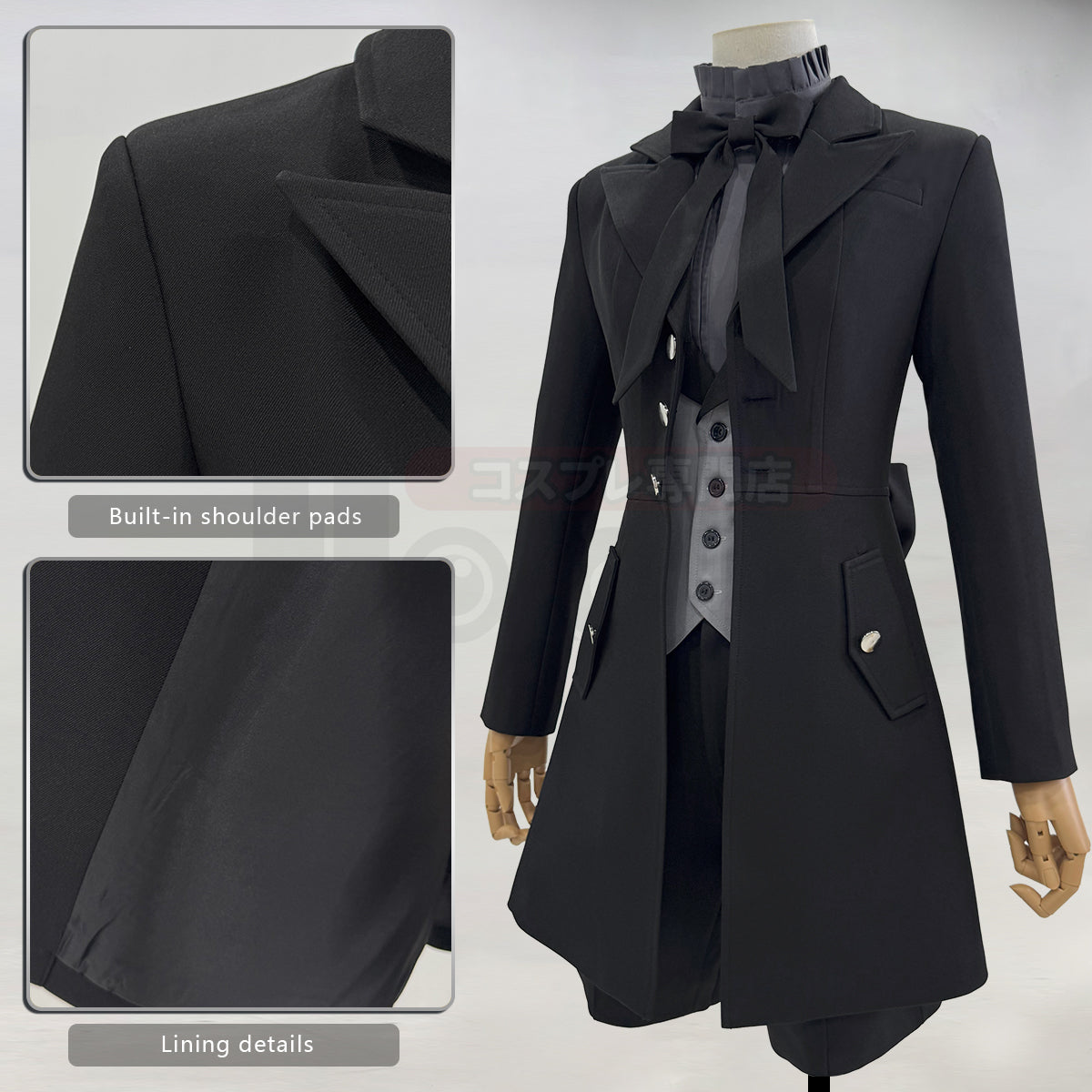 HOLOUN Butler Anime Ciel Phantomhive Cosplay Costume Black Coat Shorts Shirt Vest Animation Convention Halloween Christmas