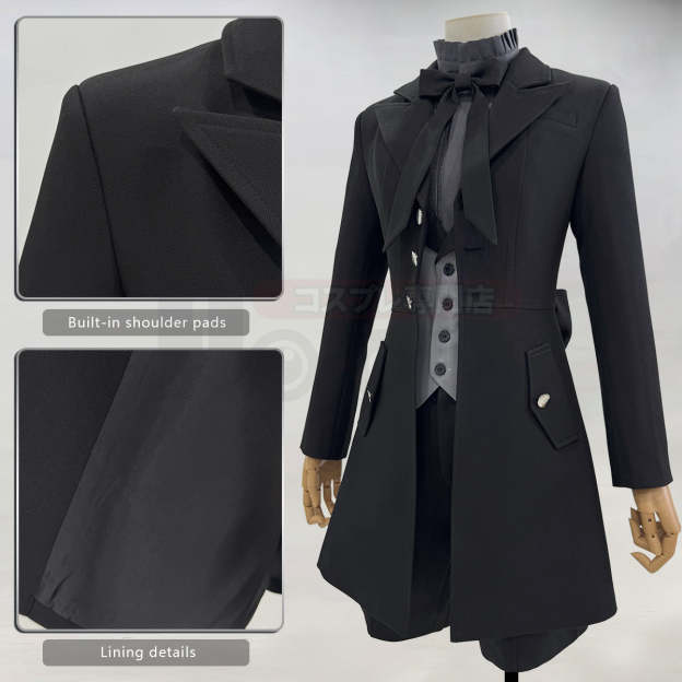 HOLOUN Butler Anime Ciel Phantomhive Cosplay Costume Black Coat Shorts Shirt Vest Animation Convention Halloween Christmas