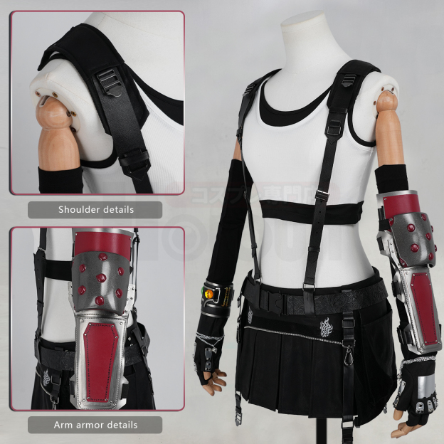 Pre-sale HOLOUN Tifa Cosplay Costume FF VII Game Halloween Convention Christmas Party Top Skirt Belt Gloves