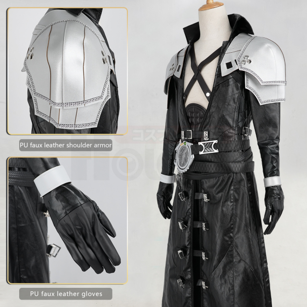 HOLOUN Sephiroth Cosplay Costume Game Halloween Convention Christmas Party Coat Pants Belt Gloves Shoulder Armor