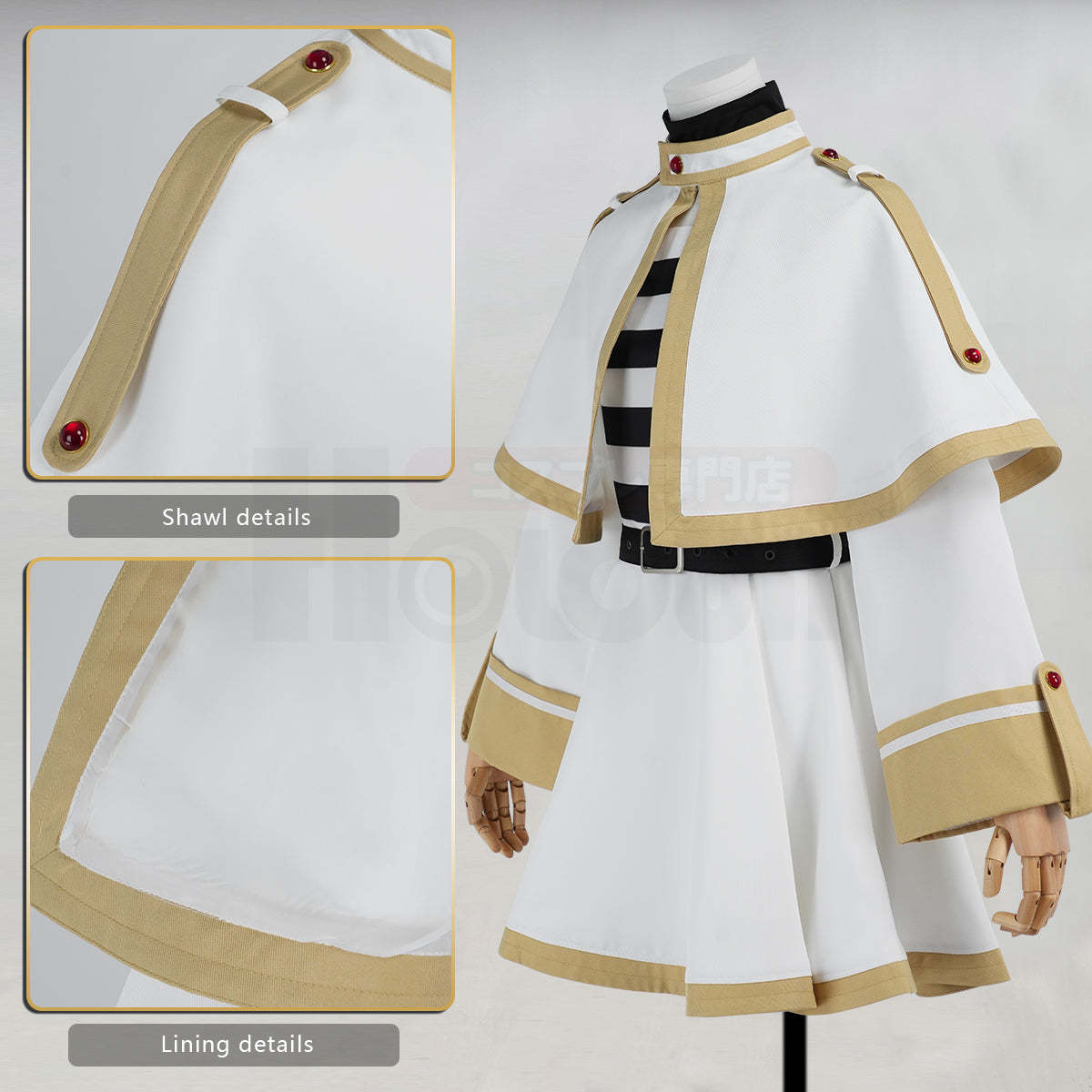 HOLOUN Frieren Beyond Journey's End Anime Frieren Cosplay Costume Shawl Cloak Dress Wig Grey Ponytail Rose Net Halloween Christmas