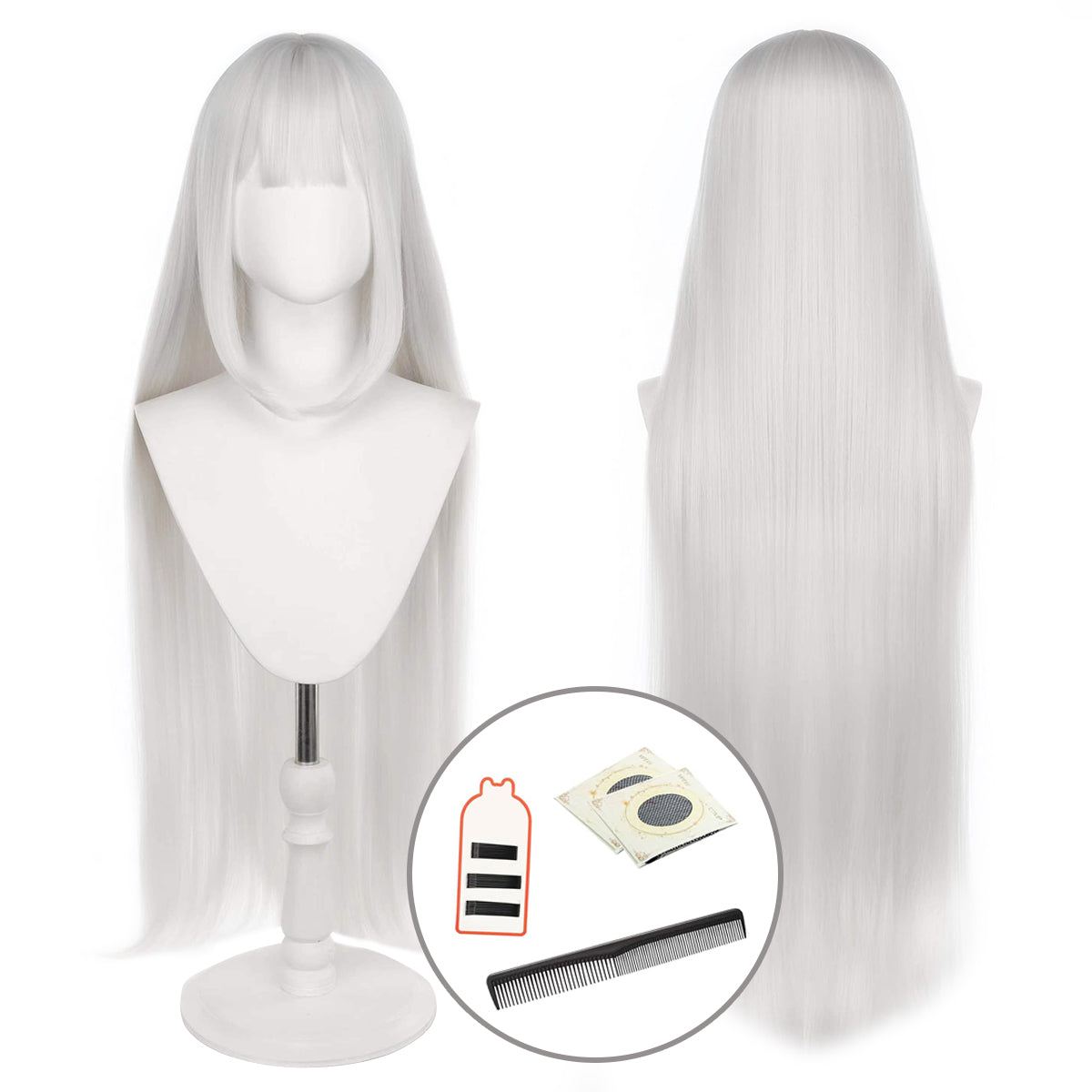 HOLOUN Anime Emilia Cosplay Wig Rose Net Synthetic Fiber Adjustable Size Heat Resistant