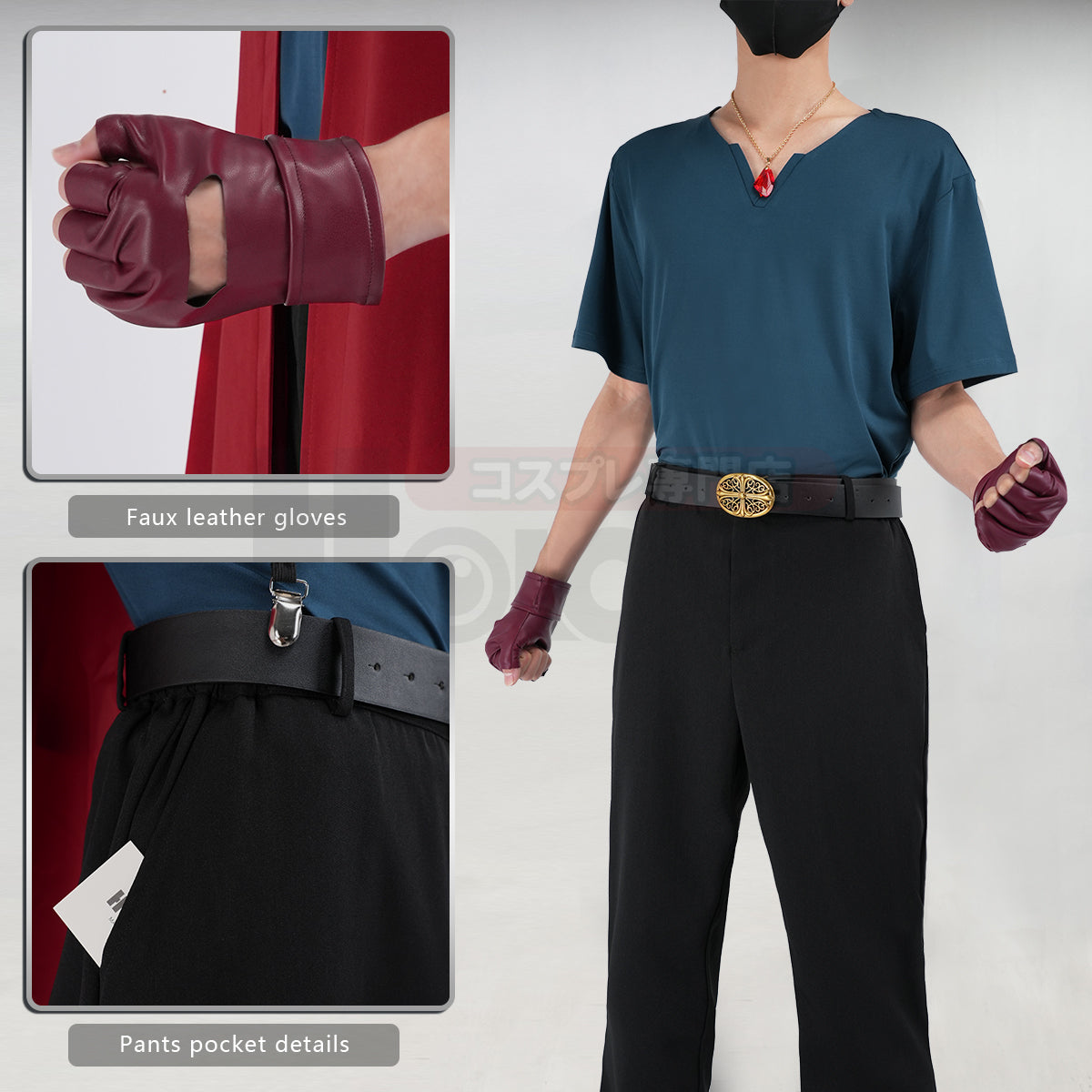 HOLOUN Devil Game Dante Cosplay Costume Faux Leather Carnival Coat T-shirt Pants Belt Gloves Necklace Cos Convention Unisex