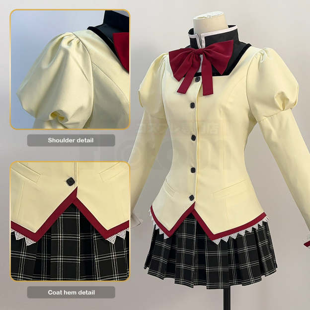 HOLOUN Puella Magi Madoka Magica Anime Kaname Madoka Cosplay Costume White Black Shirt Jk Skirt Akemi Homura Tomoe Mami Miki Sayaka Sakura Kyoko