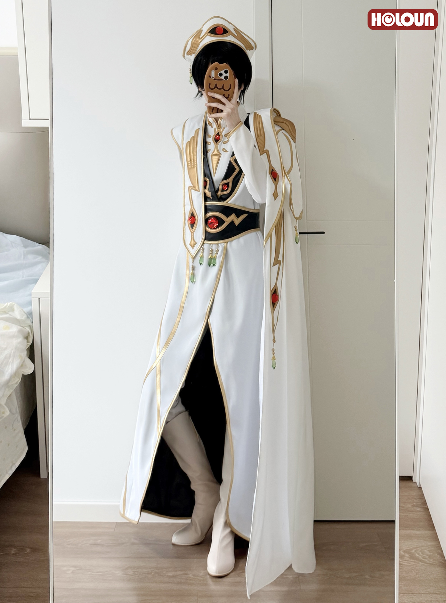 HOLOUN Emperor Lelouch Anime Rebellion Cosplay Costume Cloak Coat Shirt Pants Hat Halloween Christmas Convention Party Gift