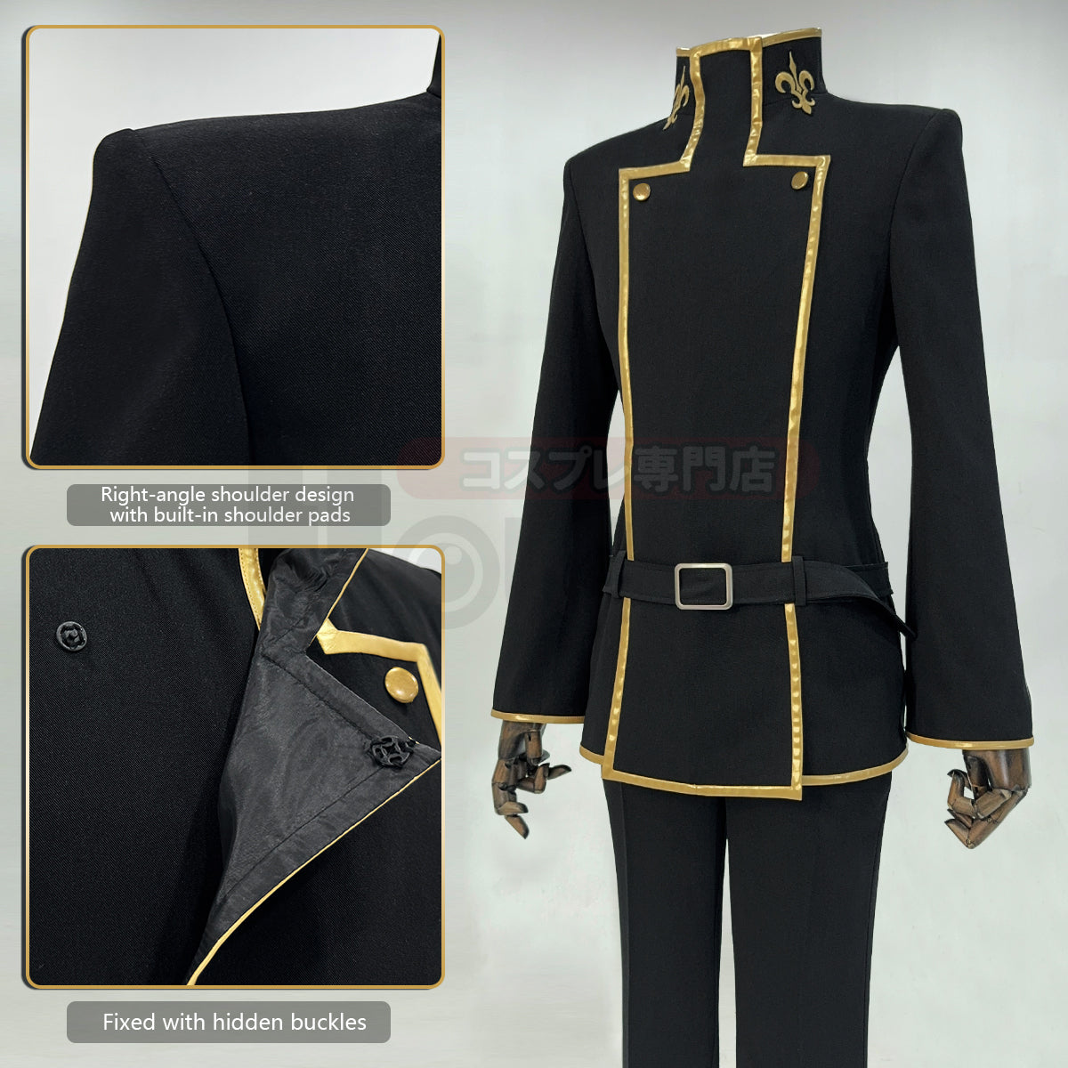 HOLOUN Anime Lelouch Lamperouge Cosplay Costume Black Jacket Pants Belt Halloween Christmas