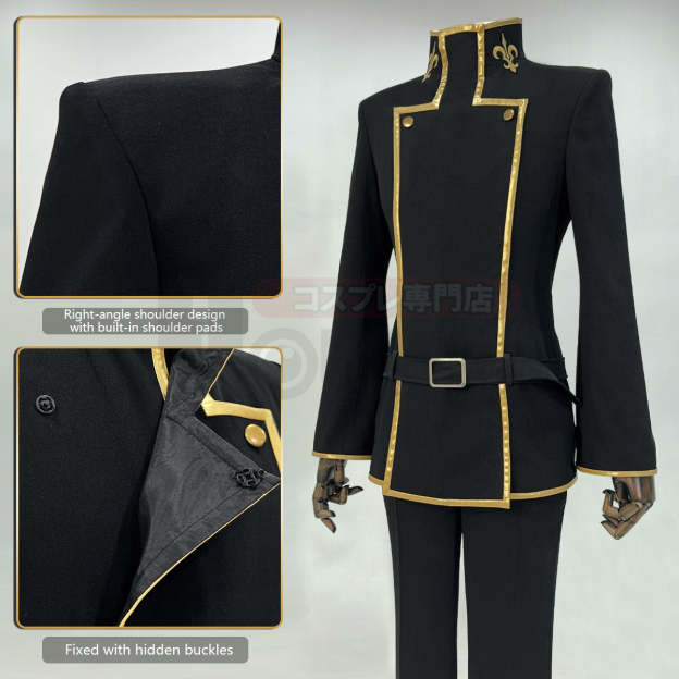 HOLOUN Anime Lelouch Lamperouge Cosplay Costume Black Jacket Pants Belt Halloween Christmas