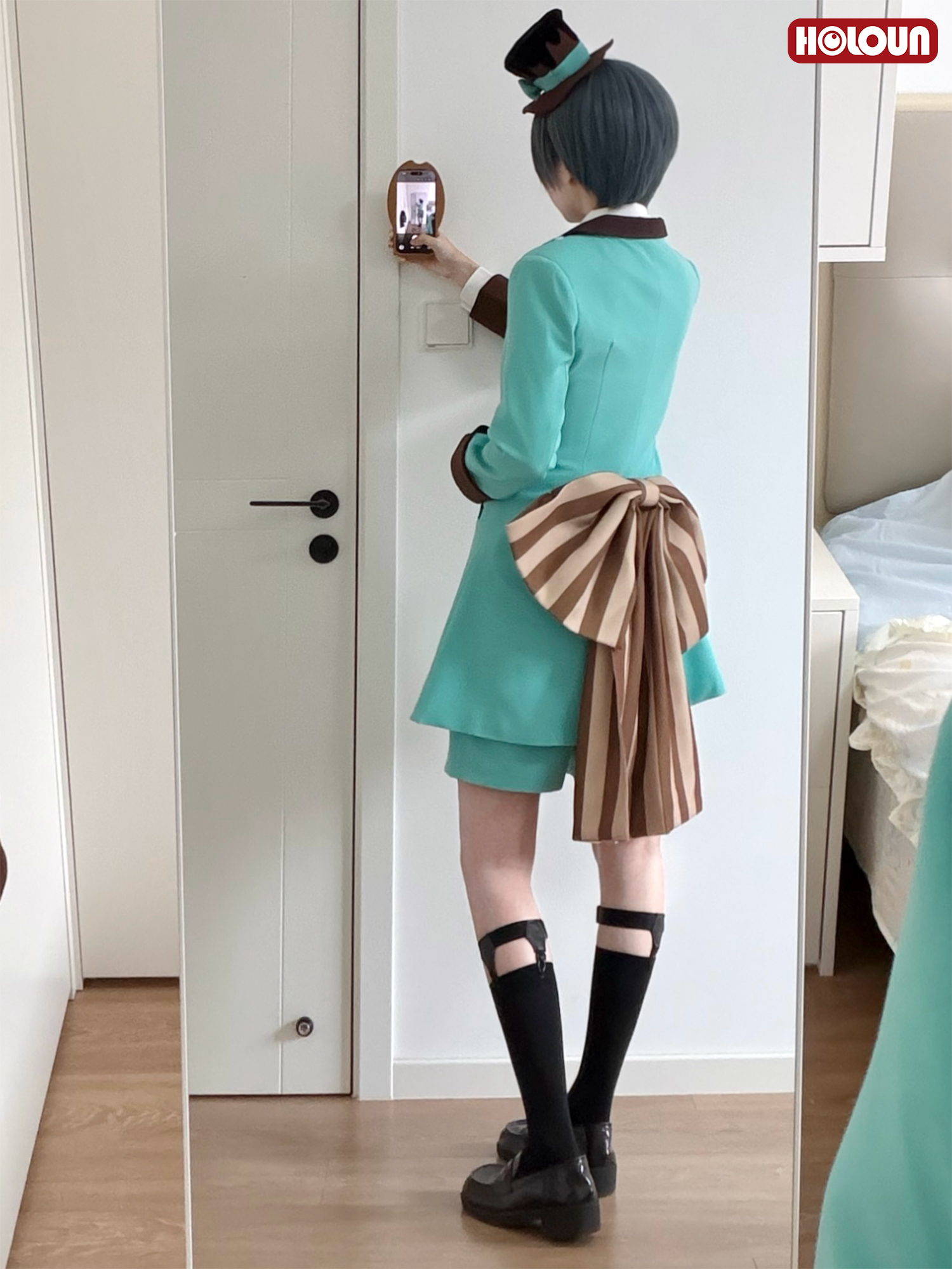 HOLOUN Anime Ciel Phantomhive Mint Chocolate Valentine Cosplay Costume Coat Shawl Short Hat Bow Convention Halloween Outfit