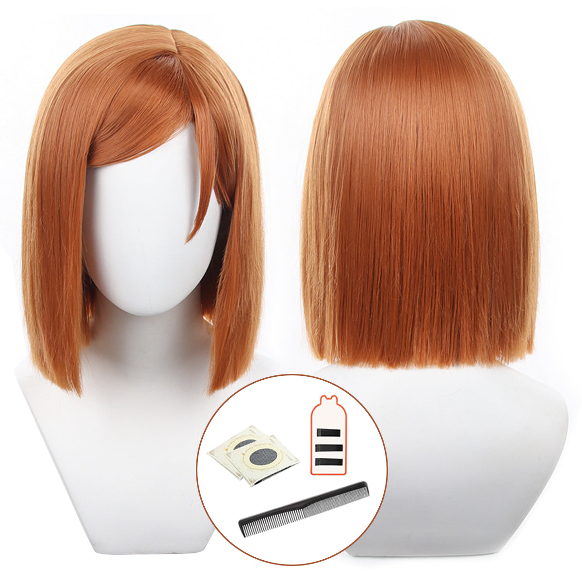 HOLOUN Jujutsu JJK Anime Kugisaki Nobara Cosplay Wig Rose Net Synthetic Fiber Adjustable Halloween Christmas