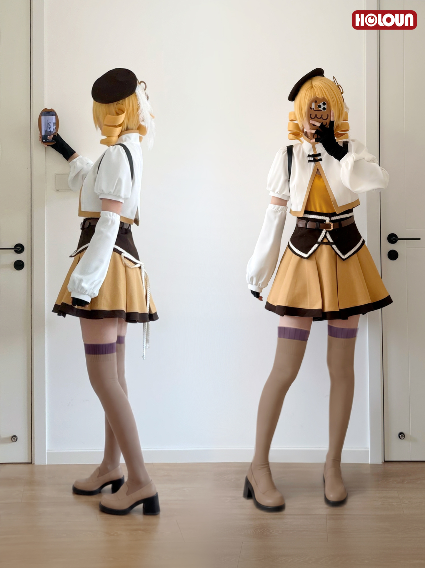 Pre-sale HOLOUN Mami Tomoe Anime Puella Magi Madoka Magica Cosplay Costume Halloween Christmas Party Convention Coat Top Skirt Hat