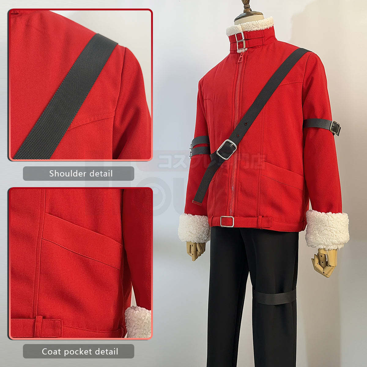 HOLOUN Frieren Beyond Journey's End Anime Stark Cosplay Costume Wig Red Winter Jacket Black Pants Halloween Christmas Convention
