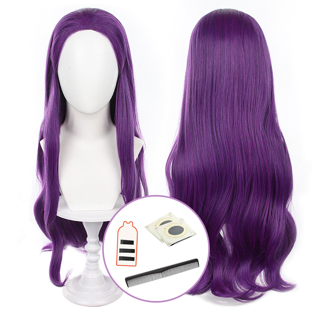 HOLOUN Frieren Beyond Journey's End Anime Macht Cosplay Wig Long Purple Rose Net Synthetic Fiber Adjustable Size