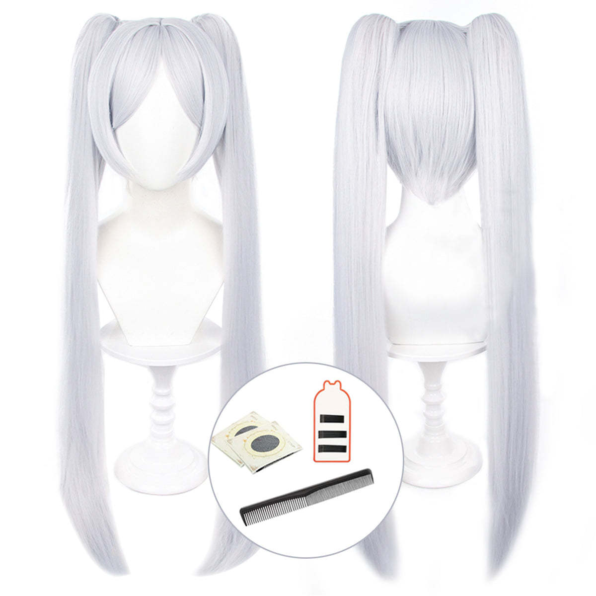 HOLOUN Frieren Beyond Journey's End Anime Frieren Cosplay Costume Shawl Cloak Dress Wig Grey Ponytail Rose Net Halloween Christmas
