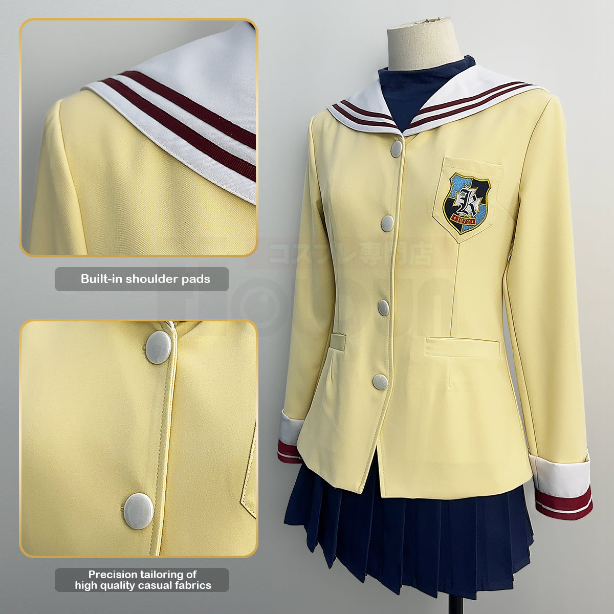 HOLOUN Clannad Anime Furukawa Nagisa Fujibayashi Kyou Sakagami Tomoyo Cosplay Costume  Embroidery School Uniform Skirt T-shirt