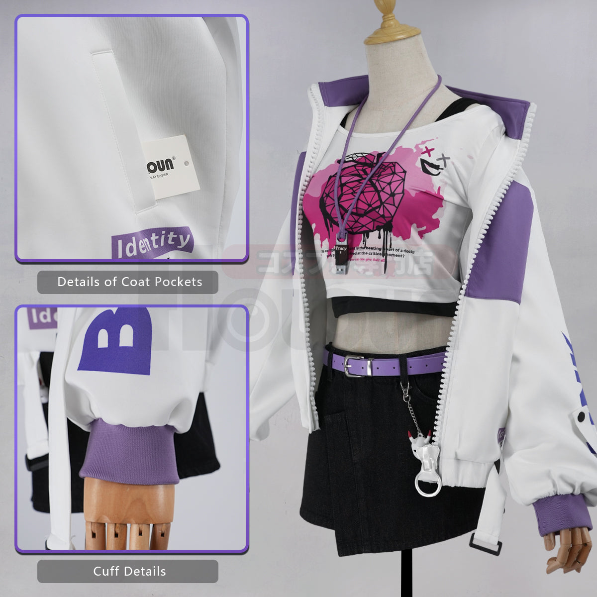 HOLOUN Identity V Game Tracy Reznik Cosplay Costume Coat Shorts Hat Belt T-shirt Cos Convention Necklace Daily Wear
