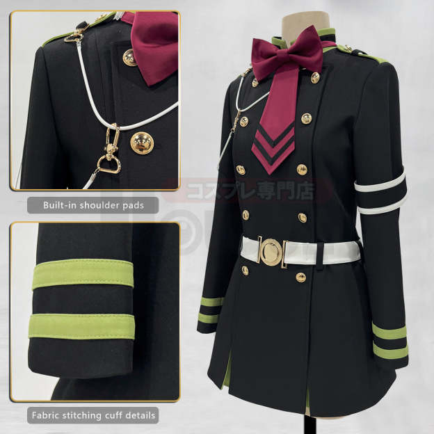 HOLOUN Seraph Of The End Anime Shinoa Hiiragi Cosplay Costume Coat Belt Bow Tie Halloween Christmas Convention Daily Wear