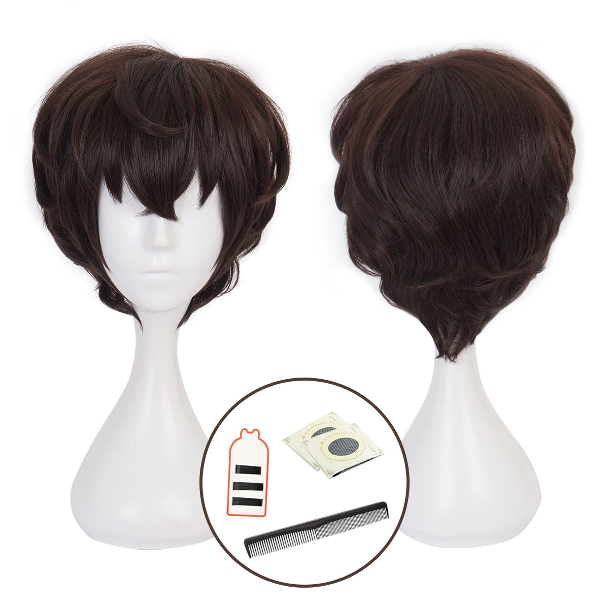 HOLOUN Bungo Anime Dazai Osamu Cosplay Wig Rose Net Synthetic Fiber Adjustable
