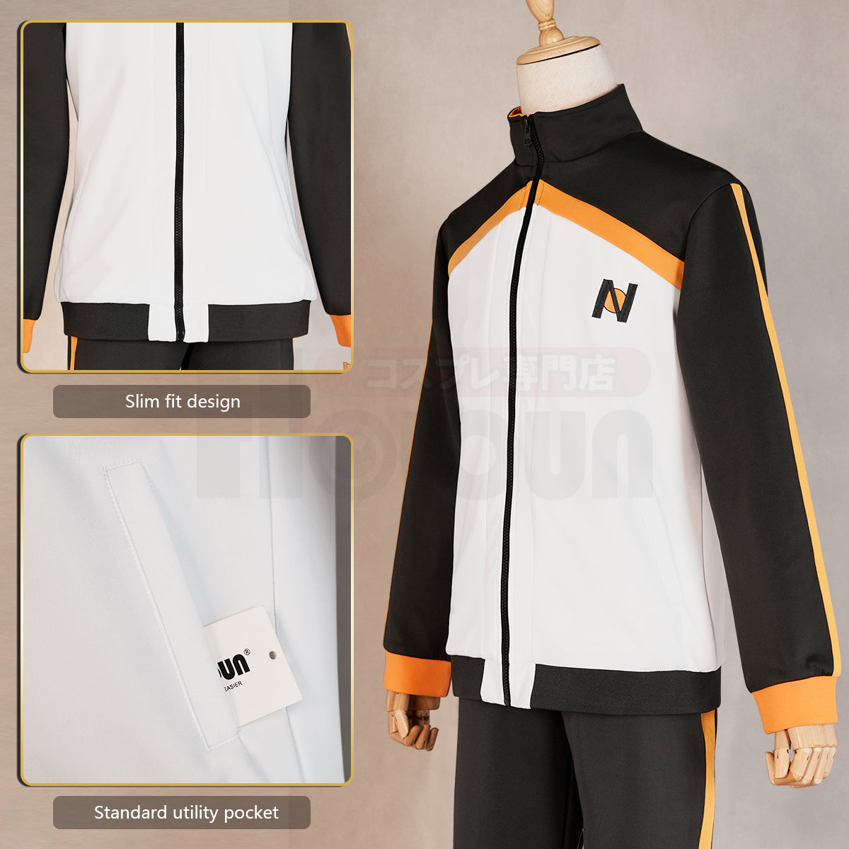HOLOUN Anime Natsuki Subaru Cosplay Costume Embroidery Full Zip Tracksuit Elastic Pants