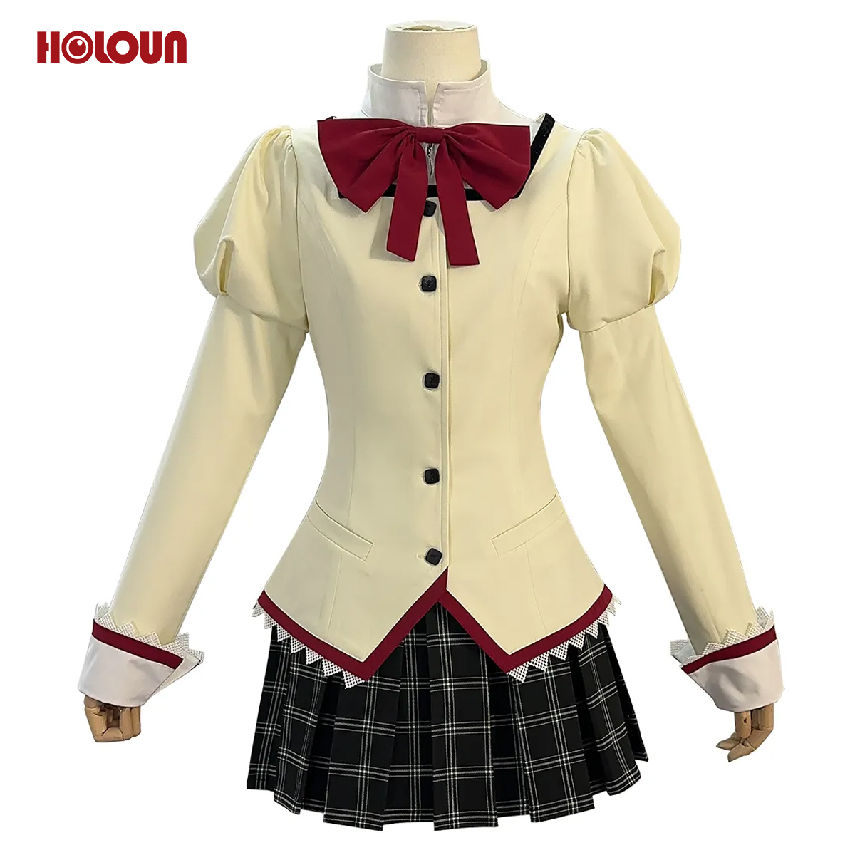 HOLOUN Puella Magi Madoka Magica Anime Kaname Madoka Cosplay Costume White Black Shirt Jk Skirt Akemi Homura Tomoe Mami Miki Sayaka Sakura Kyoko