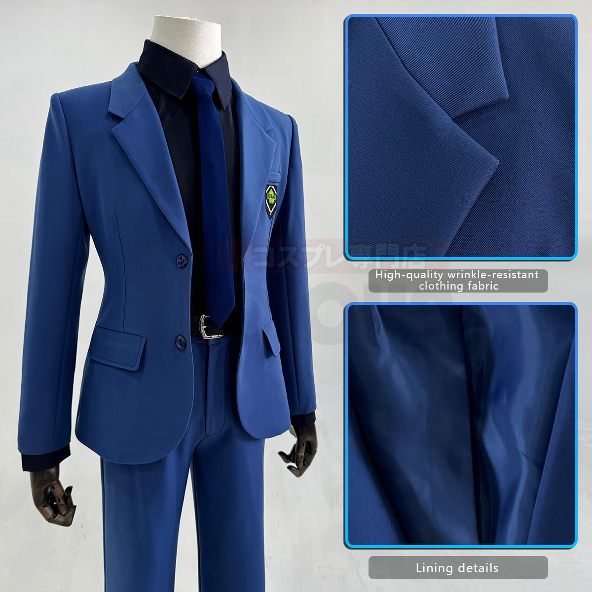 HOLOUN Anime Chigiri Rin Itoshi Isagi Bachira Hiori Reo Mikage Nagi Cosplay Costume Blue Suit Pants Tie Black Shirt