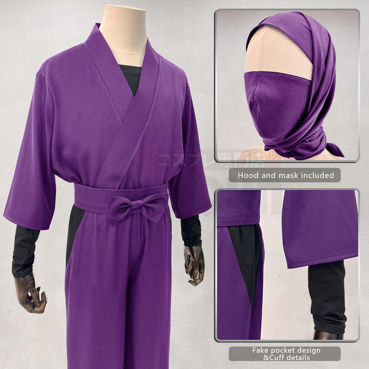 HOLOUN Nintama Rantaro Anime Ninja costume Adult Version 5 Colors Black Purple Green Blue Light Green Cos Convention Halloween