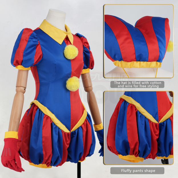 HOLOUN Circus Anime Pomni XDDCC Cosplay Costume Party Convention Halloween Christmas Upgraded Jumpsuit Clown Hat Gloves