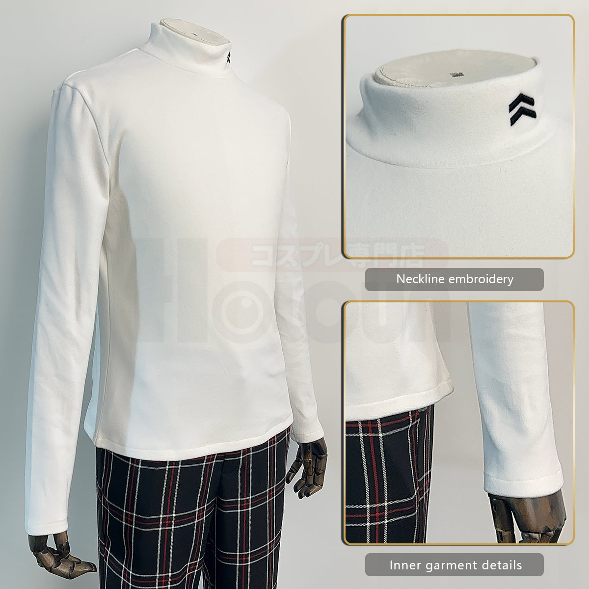 HOLOUN PS 5 Game Ren Amamiya Cosplay Costume Wig Joker School Uniform Embroidery Suit Pants Brooch Daily Wear Unisex Halloween Gift