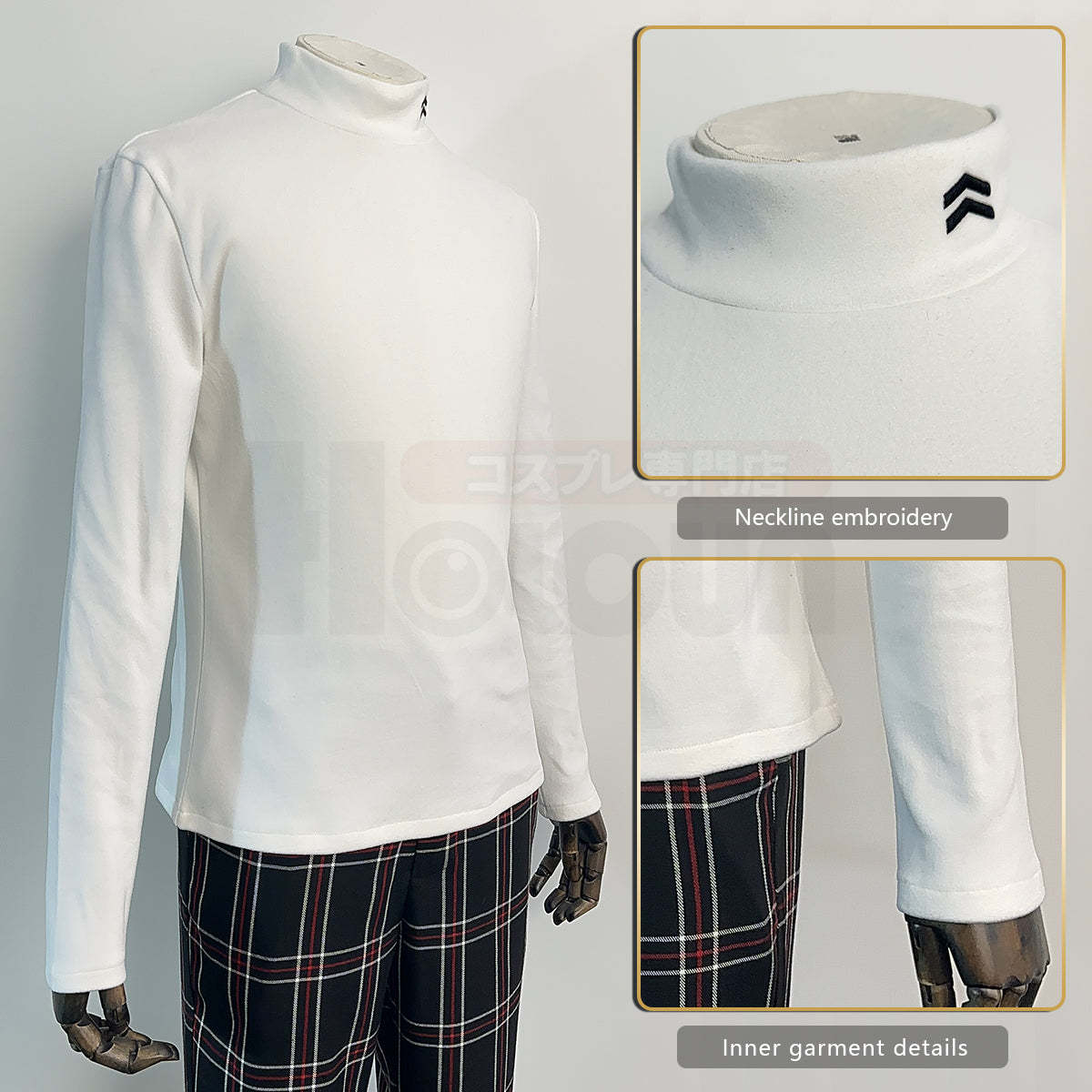 HOLOUN PS 5 Game Ren Amamiya Cosplay Costume Wig Joker School Uniform Embroidery Suit Pants Brooch Daily Wear Unisex Halloween Gift