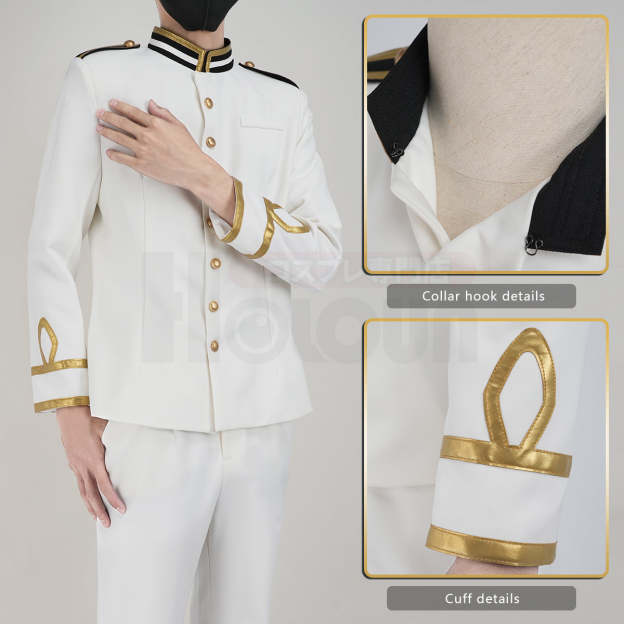 HOLOUN Axis Powers Anime Kiku Cosplay Costume White Uniform Jacket Pants Cos Convention Gift Daily Wear