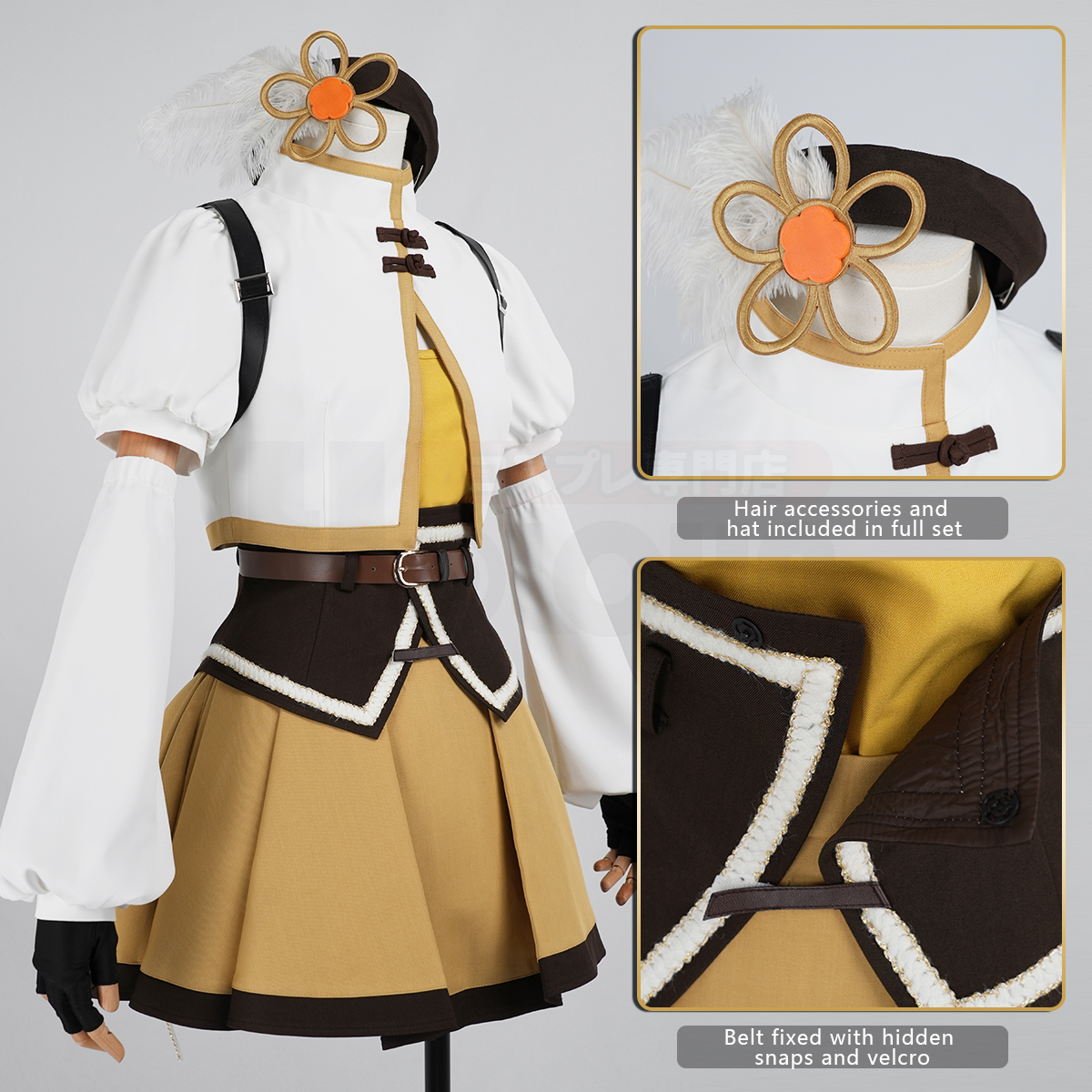 Pre-sale HOLOUN Mami Tomoe Anime Puella Magi Madoka Magica Cosplay Costume Halloween Christmas Party Convention Coat Top Skirt Hat