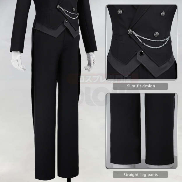 Pre-sale HOLOUN Anime Sebastian Michaelis Cosplay Costume Tuxedo Outfit Tailcoat Suit Vest Shirt Pants Tie Convention Halloween Party