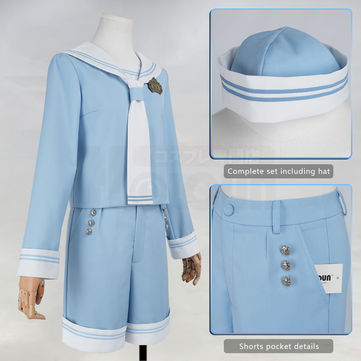Pre-sale HOLOUN Ciel Phantomhive Anime Cosplay Costume Convention Halloween Christmas Sailor Outfit Top Shorts Hat Badge