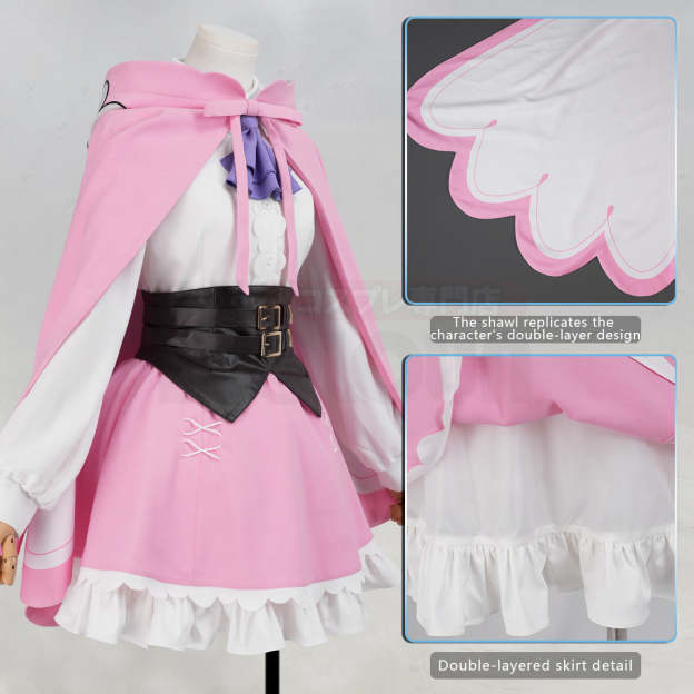 HOLOUN Re:Zero Anime Ram Rem Cosplay Costume Wig Green Pink Cloak Skirt Headwear Convention Halloween Comic Party Outfit
