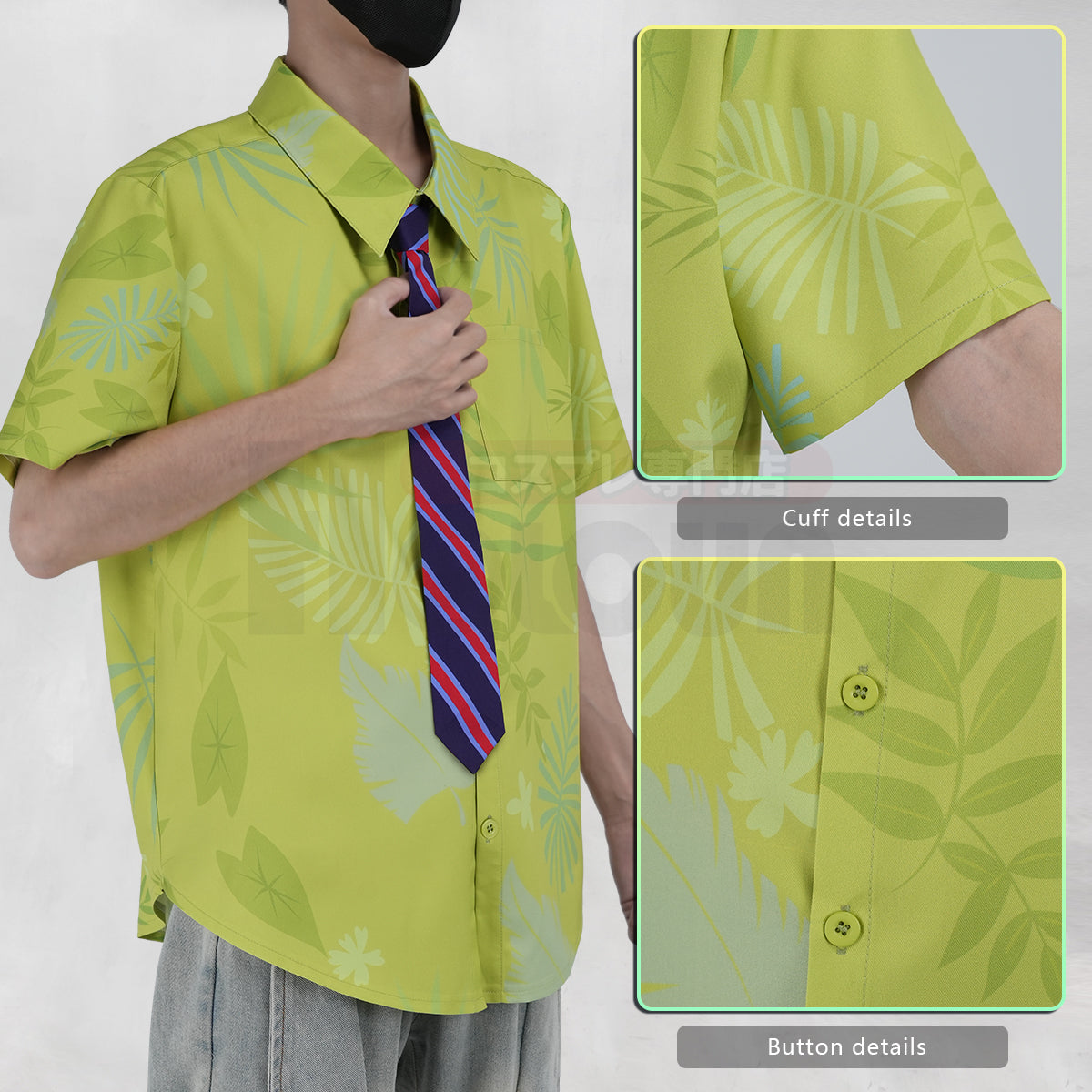 HOLOUN Zoo Movie Nick Wilde Cosplay Costume Pink Green Shirt Tie Halloween Christmas Animation Convention Unisex Adult Daily Wear