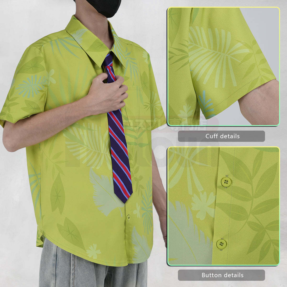 HOLOUN Zoo Movie Nick Wilde Cosplay Costume Pink Green Shirt Tie Halloween Christmas Animation Convention Unisex Adult Daily Wear