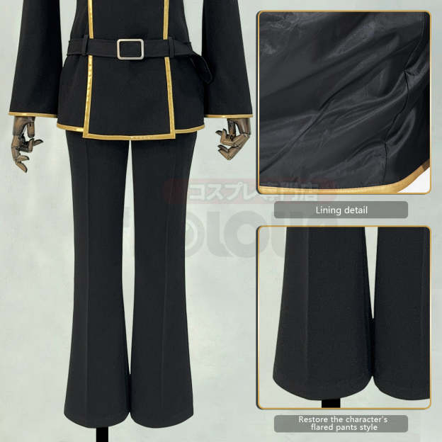 HOLOUN Anime Lelouch Lamperouge Cosplay Costume Black Jacket Pants Belt Halloween Christmas