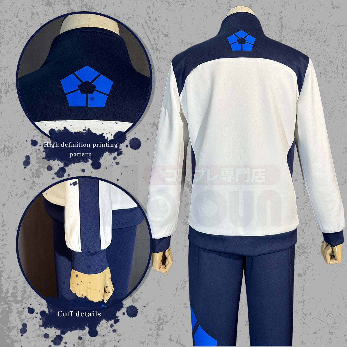 HOLOUN Anime Reo Nagi Bachira Isagi Chigir Cosplay Costume Full-Zip Pocket Sportswear Tracksuit Embroidery Hoodie