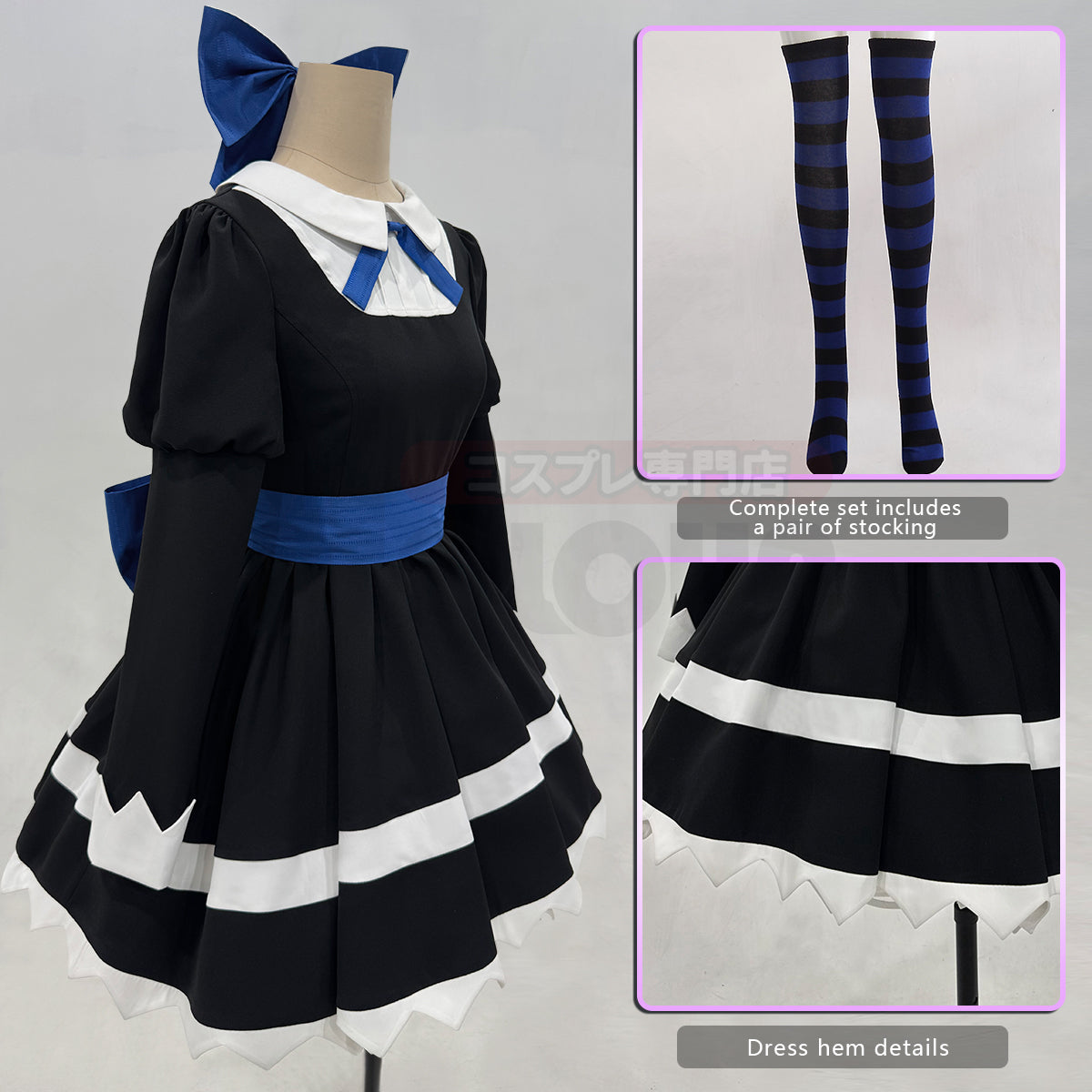 HOLOUN Stocking Panty Anime Stocking Anarchy Cosplay Costume Dress Stockings Bowknot Headdress Cos Convention