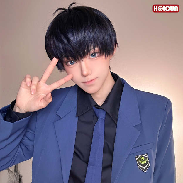 HOLOUN Anime Chigiri Rin Itoshi Isagi Bachira Hiori Reo Mikage Nagi Cosplay Costume Blue Suit Pants Tie Black Shirt