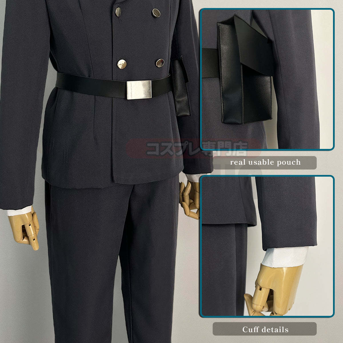 HOLOUN Anime Exhibition Guards Series Barou Cosplay Costume Uniform Hat Belt Wig Rose Net Synthetic Fiber Halloween Christmas Gift