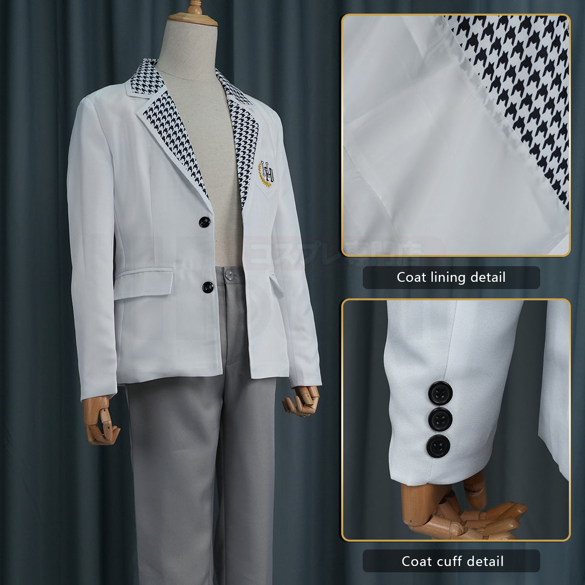 HOLOUN Anime Nagi Cosplay Costume Wig Black Hoodie DK School Uniform Embroidery Suit Pants Rose Net Synthetic Fibers