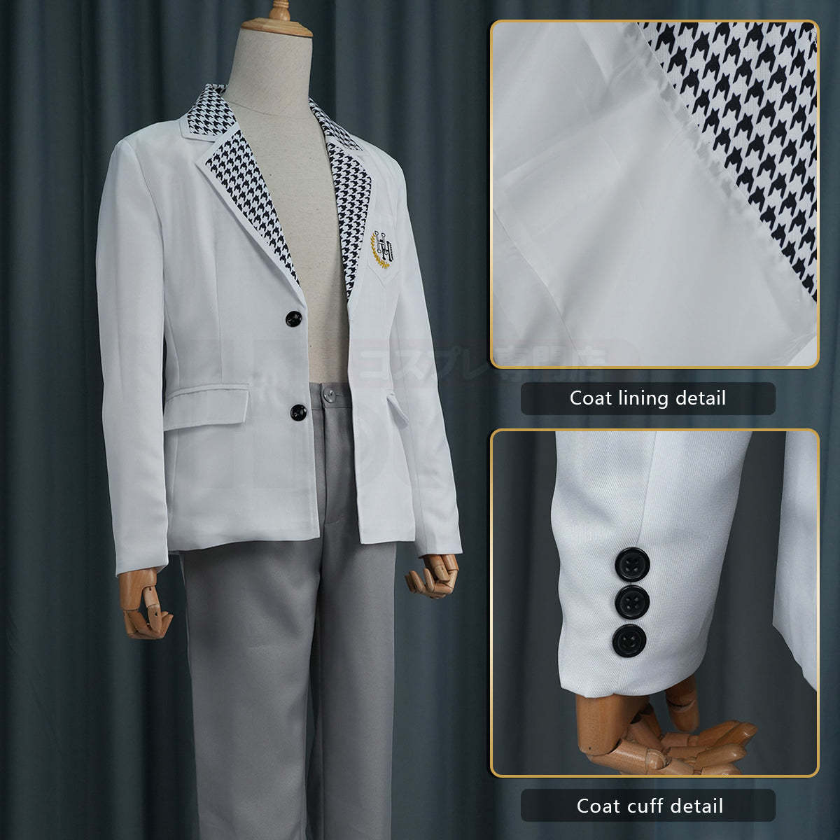 HOLOUN Anime Nagi Cosplay Costume Wig Black Hoodie DK School Uniform Embroidery Suit Pants Rose Net Synthetic Fibers