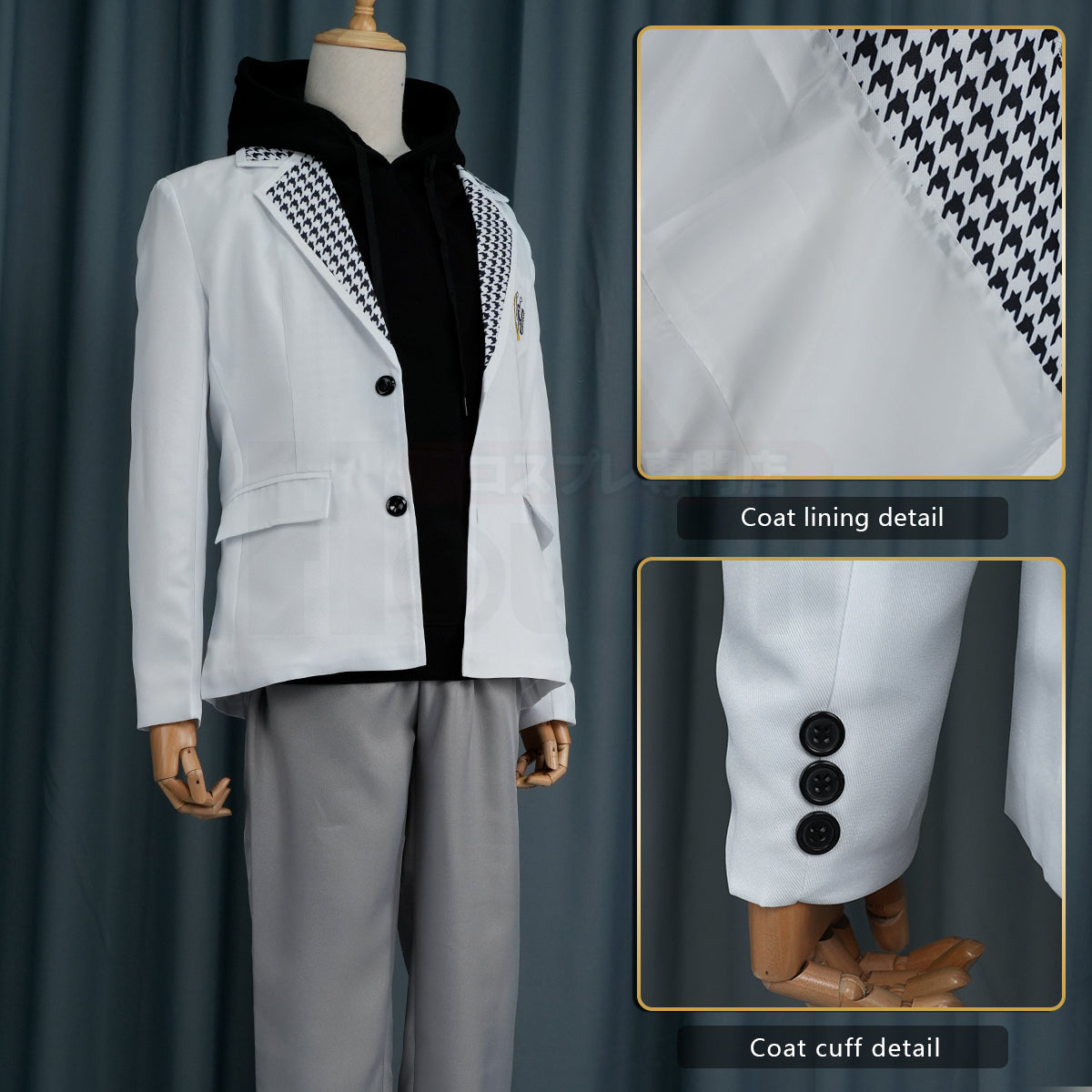 HOLOUN Anime Nagi Cosplay Costume Wig Black Hoodie DK School Uniform Embroidery Suit Pants Rose Net Synthetic Fibers
