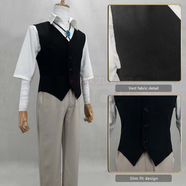 HOLOUN Bungo Anime Dazai Osamu Cosplay Costume Wig Oversized Lining Coat Elastic Pants Vest Shirt Pendant Verson 1