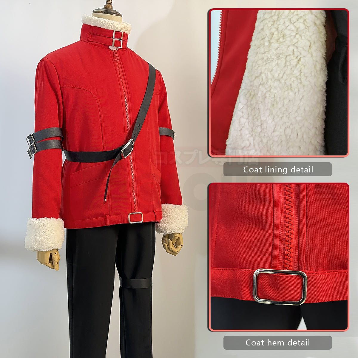 HOLOUN Frieren Beyond Journey's End Anime Stark Cosplay Costume Wig Red Winter Jacket Black Pants Halloween Christmas Convention