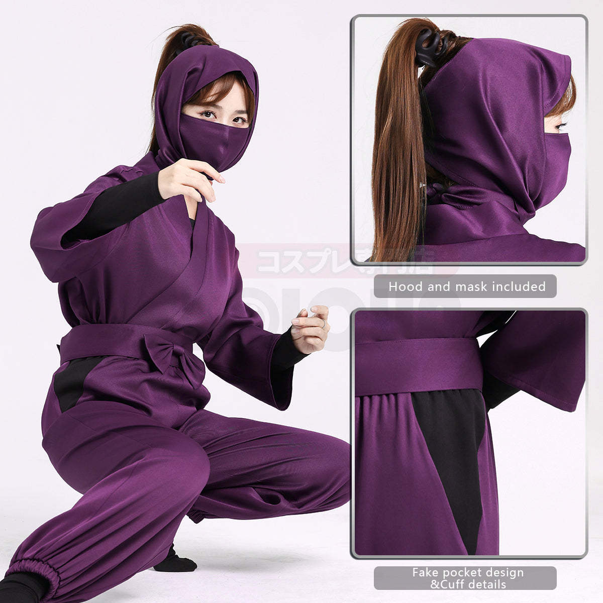HOLOUN Nintama Rantaro Anime Ninja costume Adult Version 5 Colors Black Purple Green Blue Light Green Cos Convention Halloween